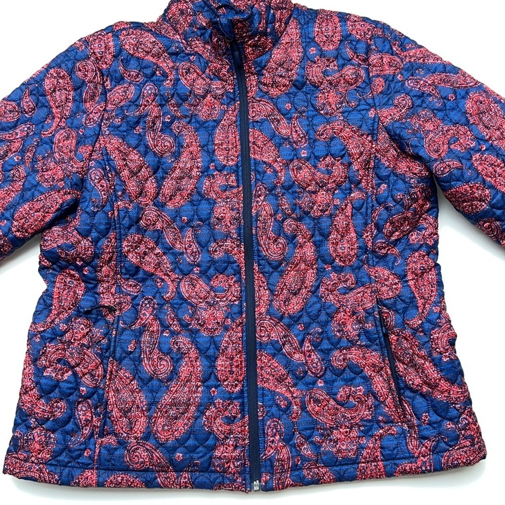 Lands End Paisley quilted red/blue jacket size Large​​ - Picture 2 of 9